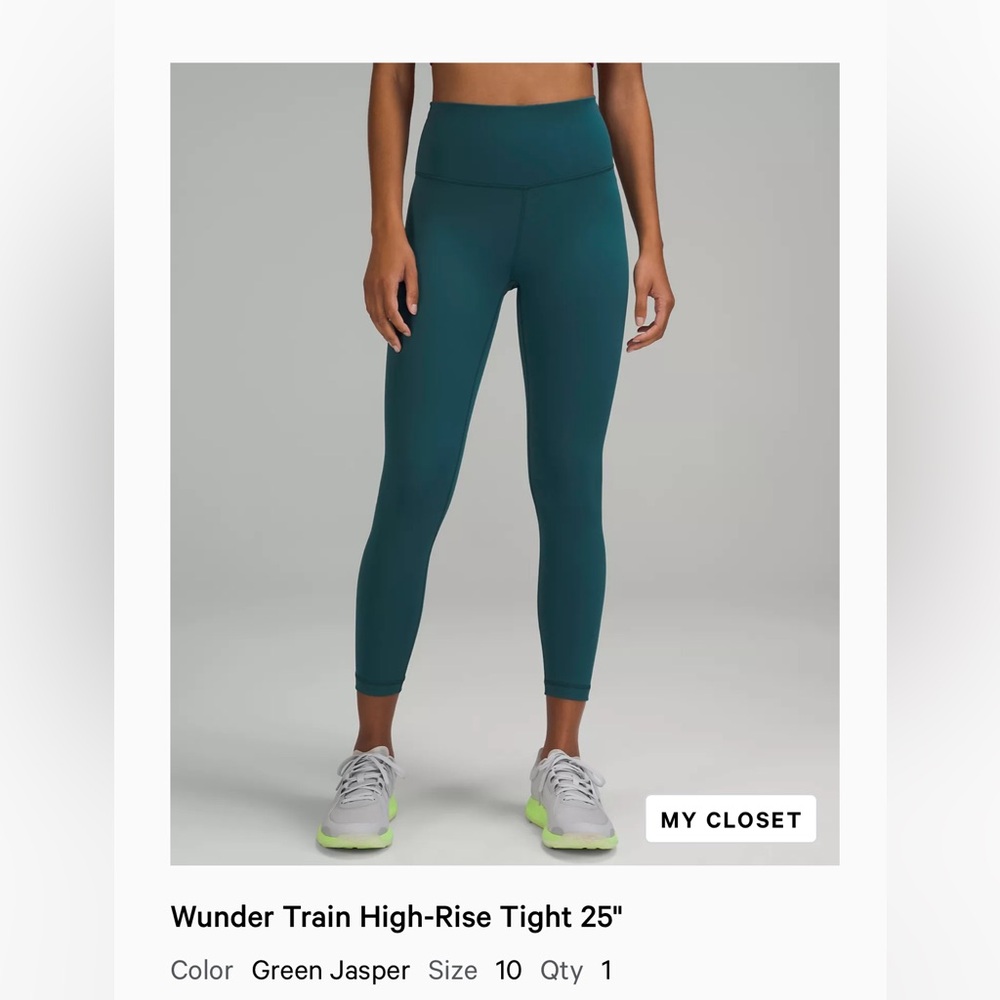 LIKE NEW Lululemon Wunder Train Leggings 25” - Green Jasper Sz 10